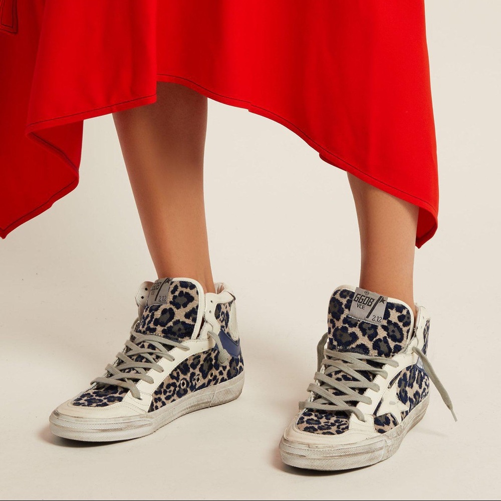 Brand new golden goose navy leopard